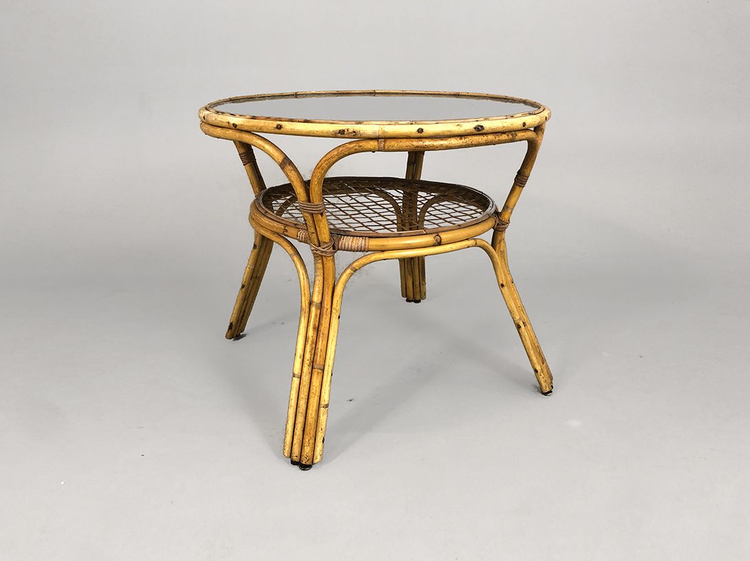 Foto Round Bamboo Table with Dark Grey Top h63x74