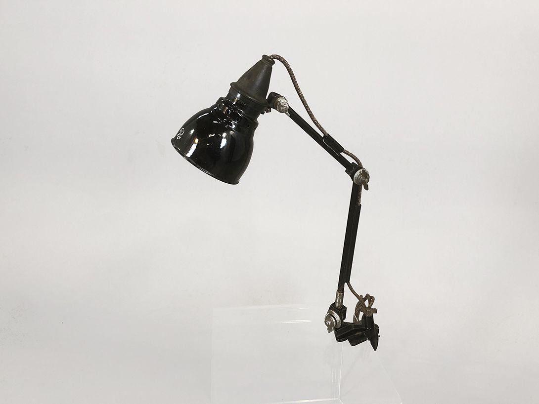 Foto Antique Black Clamp Lamp Germany 1922 h63