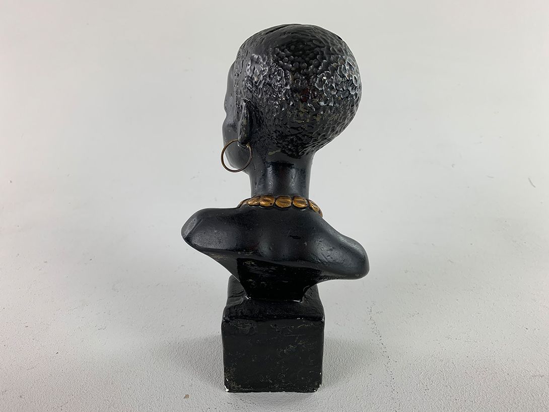 Foto Small African Bust with Hoop Earrings h35x13x10