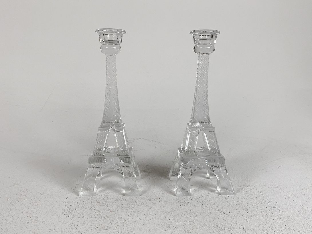 Foto Glass Eiffel Tower Candle Holder h25x9