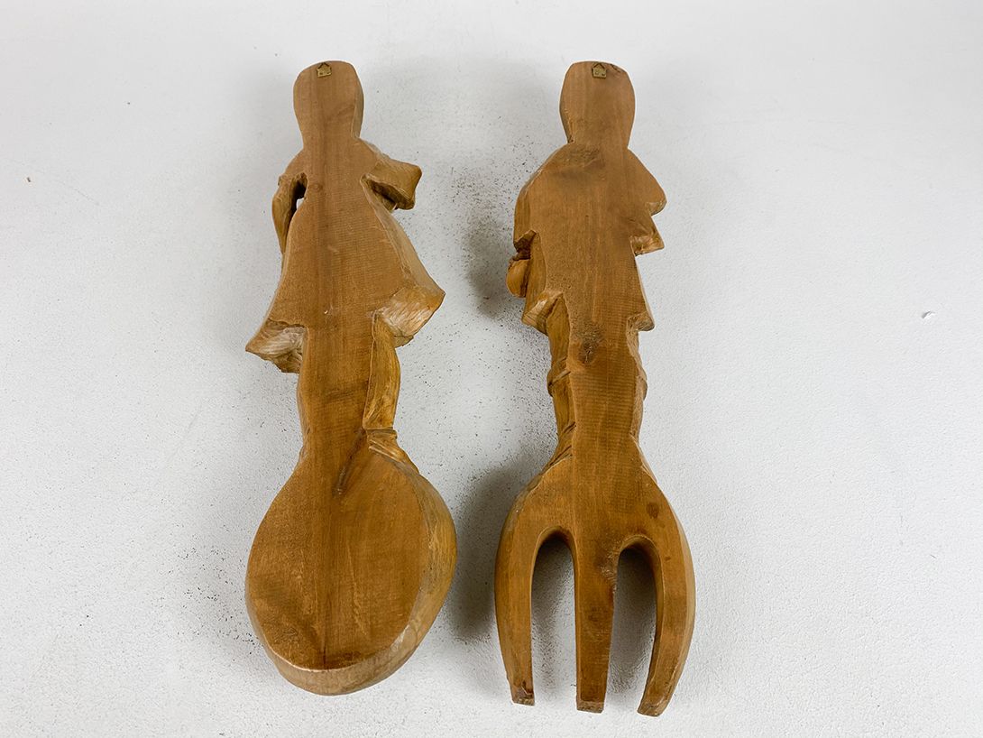 Foto Pair of Wooden Carved Cutlery People, Thuringia