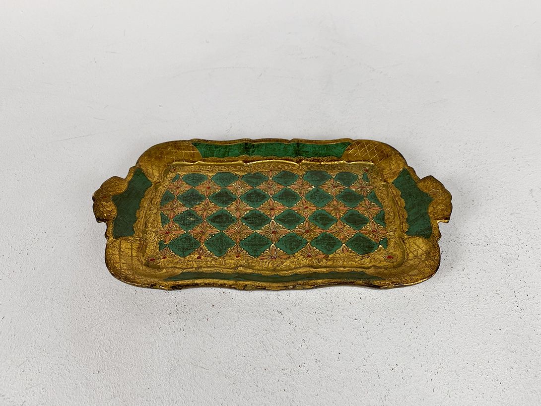 Foto Wooden Tray with Green Details h2x32x20