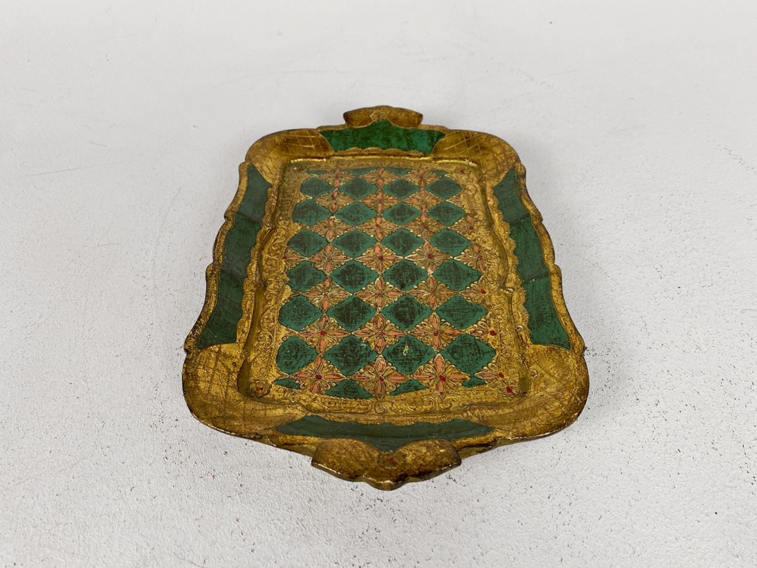 Foto Wooden Tray with Green Details h2x32x20