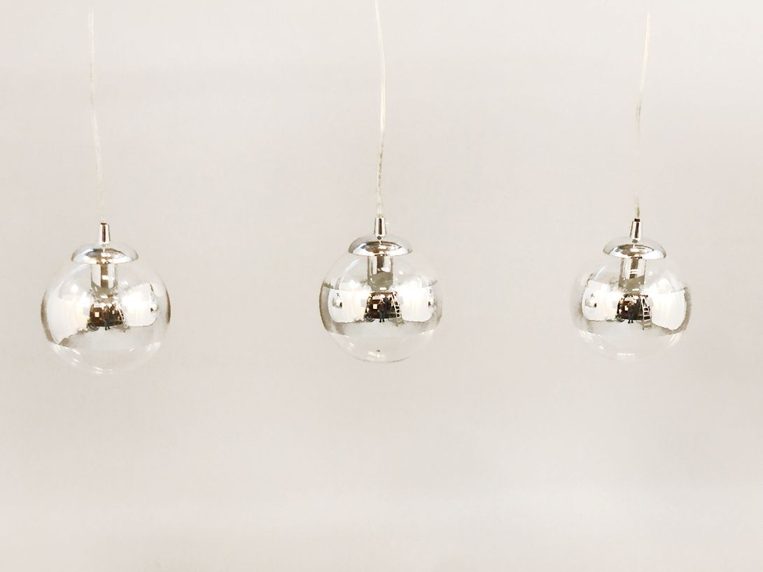 Foto Glass Chrome Balls Hanging Lamp 1974 h90