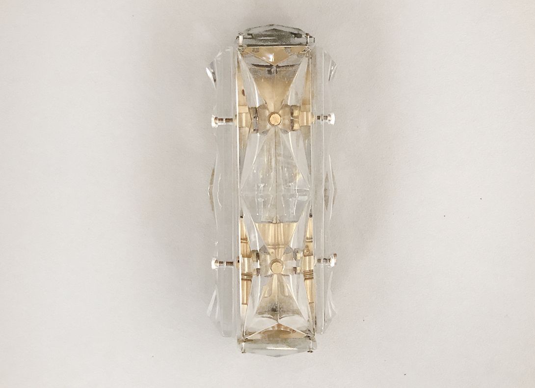 Foto Small Wall Sconces Brass Kinkeldey Faceted Chrystal Glass Metall h24