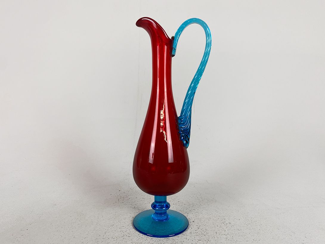 Foto Tall Blue and Red Jug Glass Vase h33