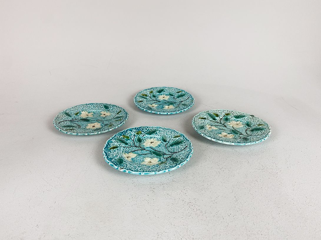 Foto Turquoise Majolica Flower Plate Set ø19