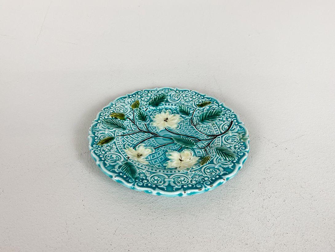 Foto Turquoise Majolica Flower Plate Set ø19