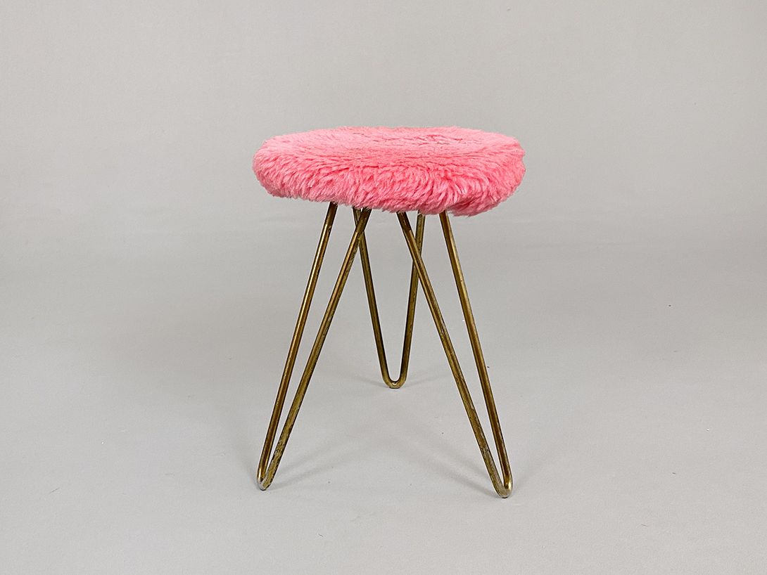 Foto Pink and Brass Mop Stool h39x30