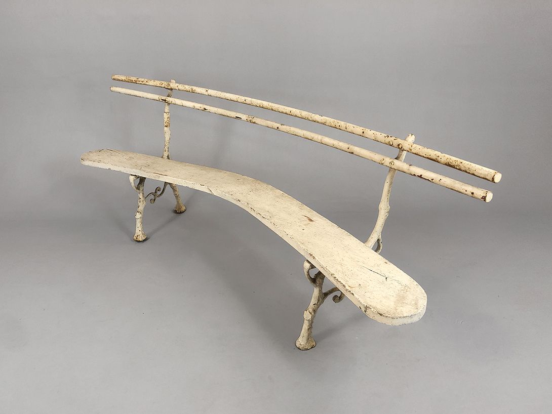 Foto Metal Garden Bench Starnberg Woven Metal Art Nouveau White 1922 L220