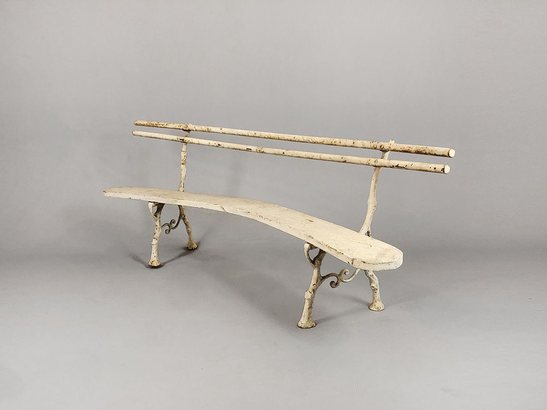 Foto Metal Garden Bench Starnberg Woven Metal Art Nouveau White 1922 L220