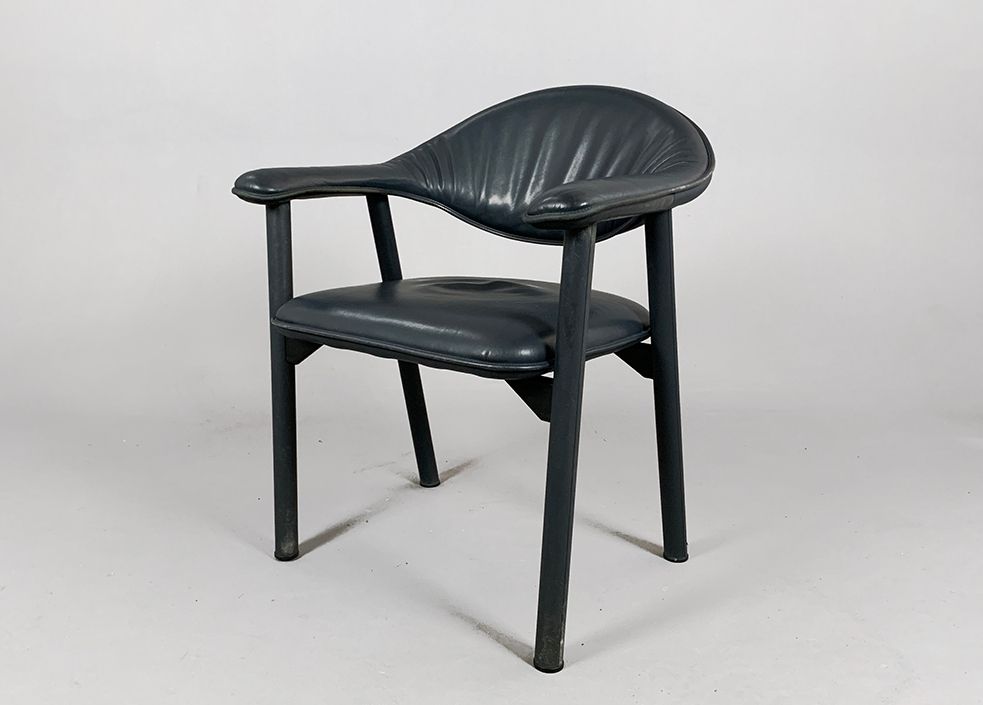 Foto De Sede Dining Chair Leather Armchair Dark Blue 1982