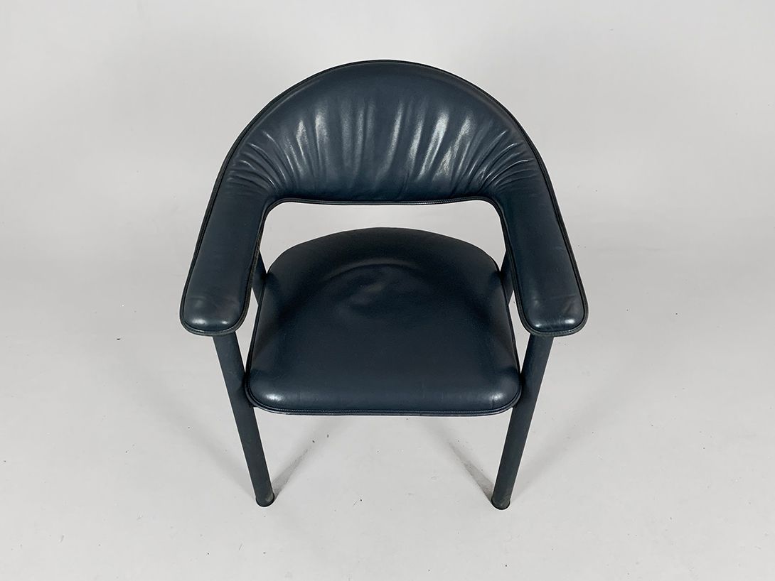 Foto De Sede Dining Chair Leather Armchair Dark Blue 1982