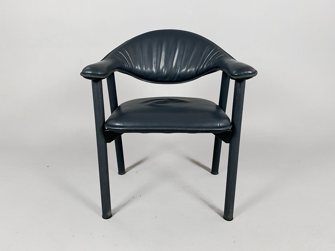 Foto De Sede Dining Chair Leather Armchair Dark Blue 1982