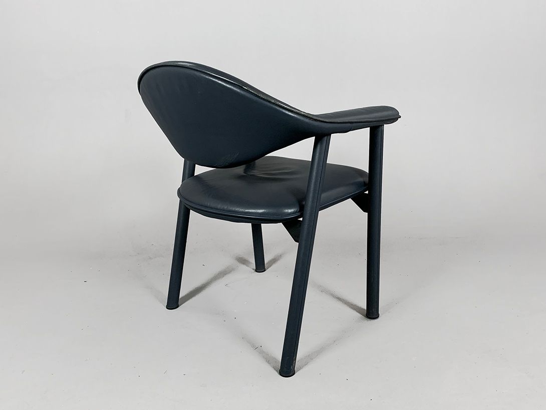 Foto De Sede Dining Chair Leather Armchair Dark Blue 1982