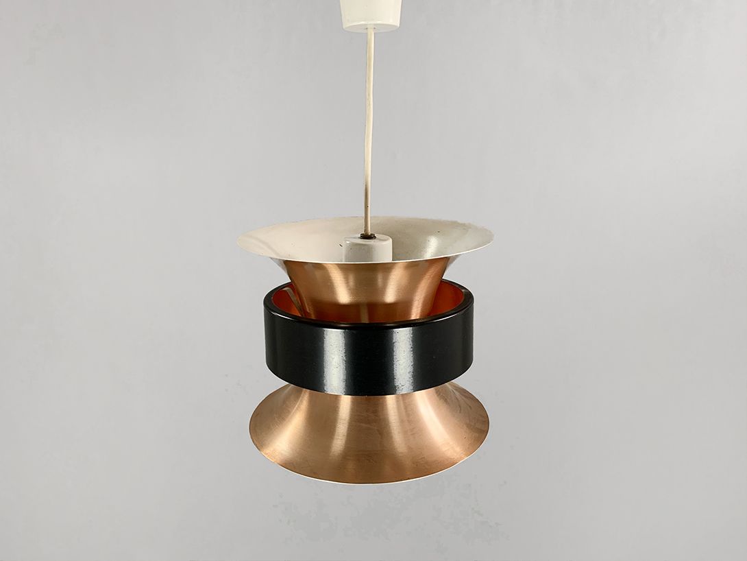 Foto Copper Pendant Lamp GDR Black Band 1965 h23