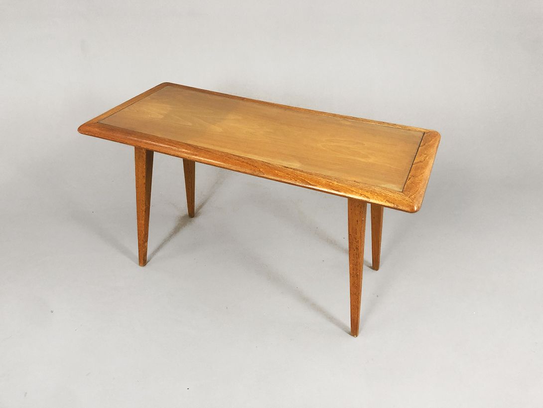 Foto Wooden Side Table With Bordered Glass Top Oberhausen 1952 h57