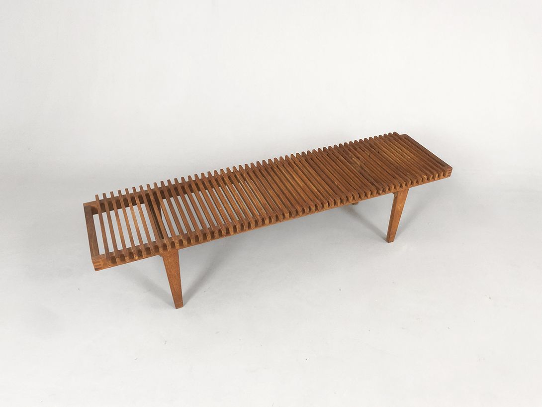 Foto Flower Bench Midcentury Modern wood Streak Top Brussels 1965 h31