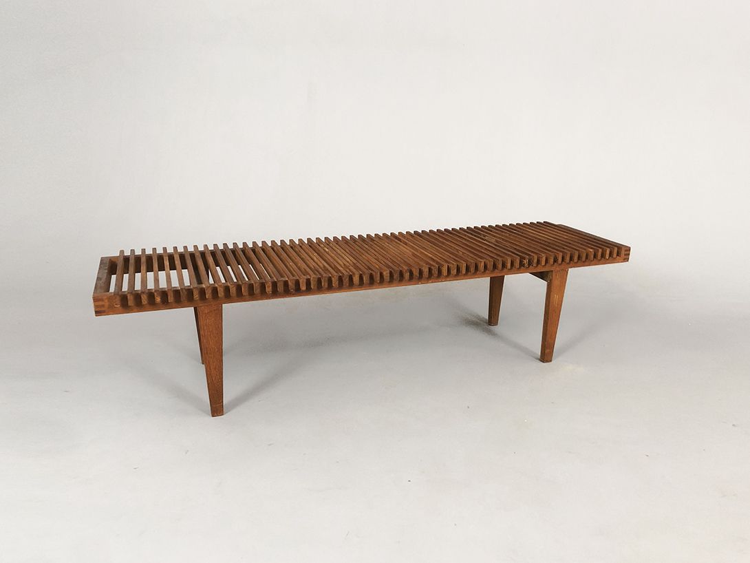 Foto Flower Bench Midcentury Modern wood Streak Top Brussels 1965 h31