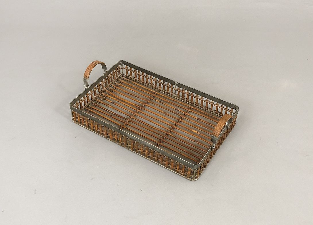 Foto Colonial Basket Wicker Tray Metal Framed Kenia 1977 h14x51x31