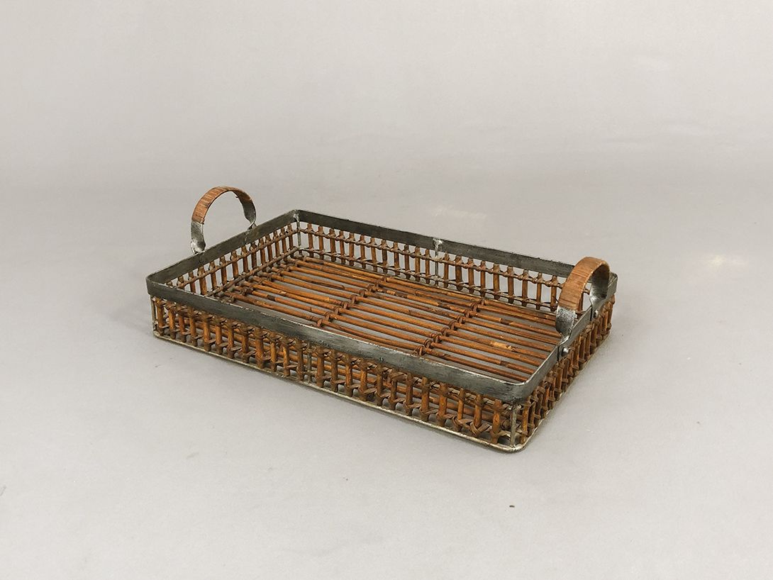 Foto Colonial Basket Wicker Tray Metal Framed Kenia 1977 h14x51x31