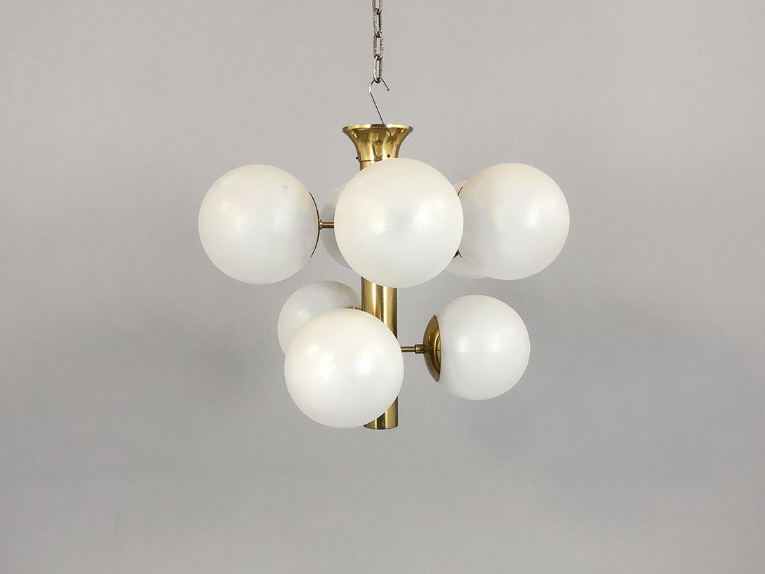 Foto Glass Lamp Flush Ball lamp brass Munich 1962 h50