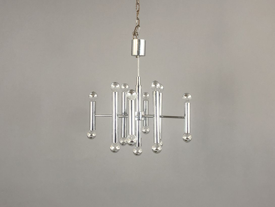 Foto Ceiling Lamp Chrome Gaetano Sciolari Era 1972 h54
