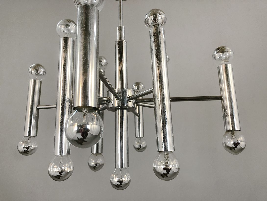 Foto Ceiling Lamp Chrome Gaetano Sciolari Era 1972 h54