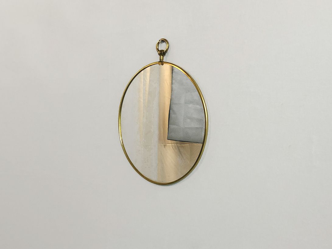 Foto Mirror Slim Edged Brass Frame Augsburg 1956 h36x30 //