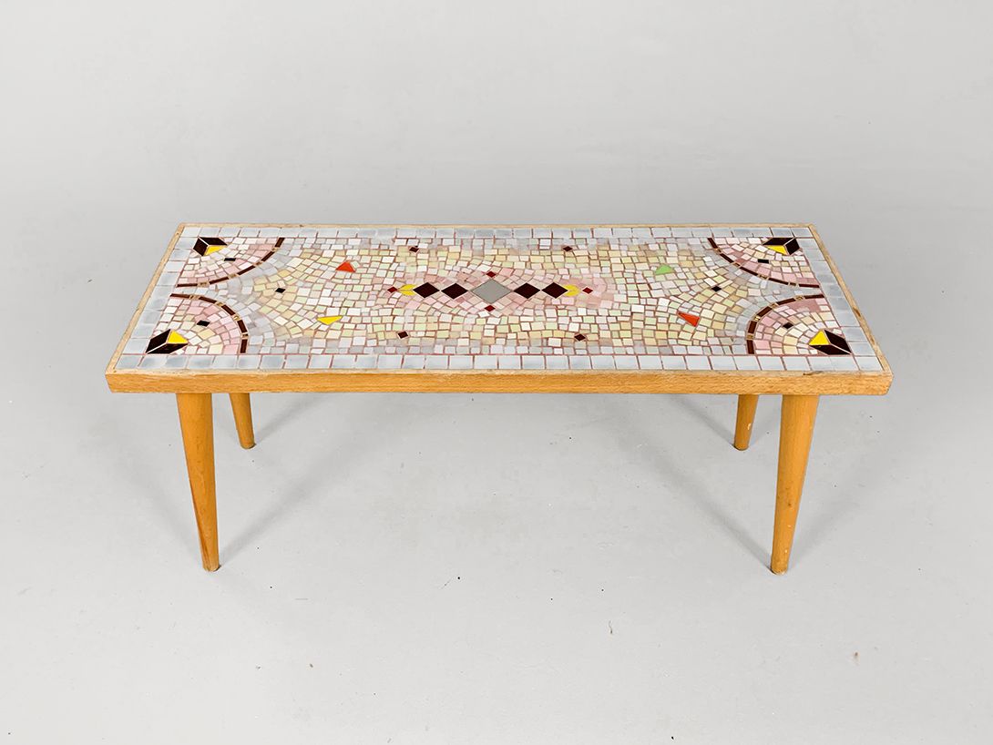 Foto Coffe Table Mosaic Side Table Dresden Midcentury GDR 1954 h32