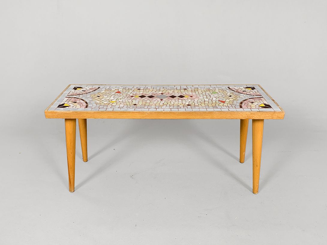 Foto Coffe Table Mosaic Side Table Dresden Midcentury GDR 1954 h32
