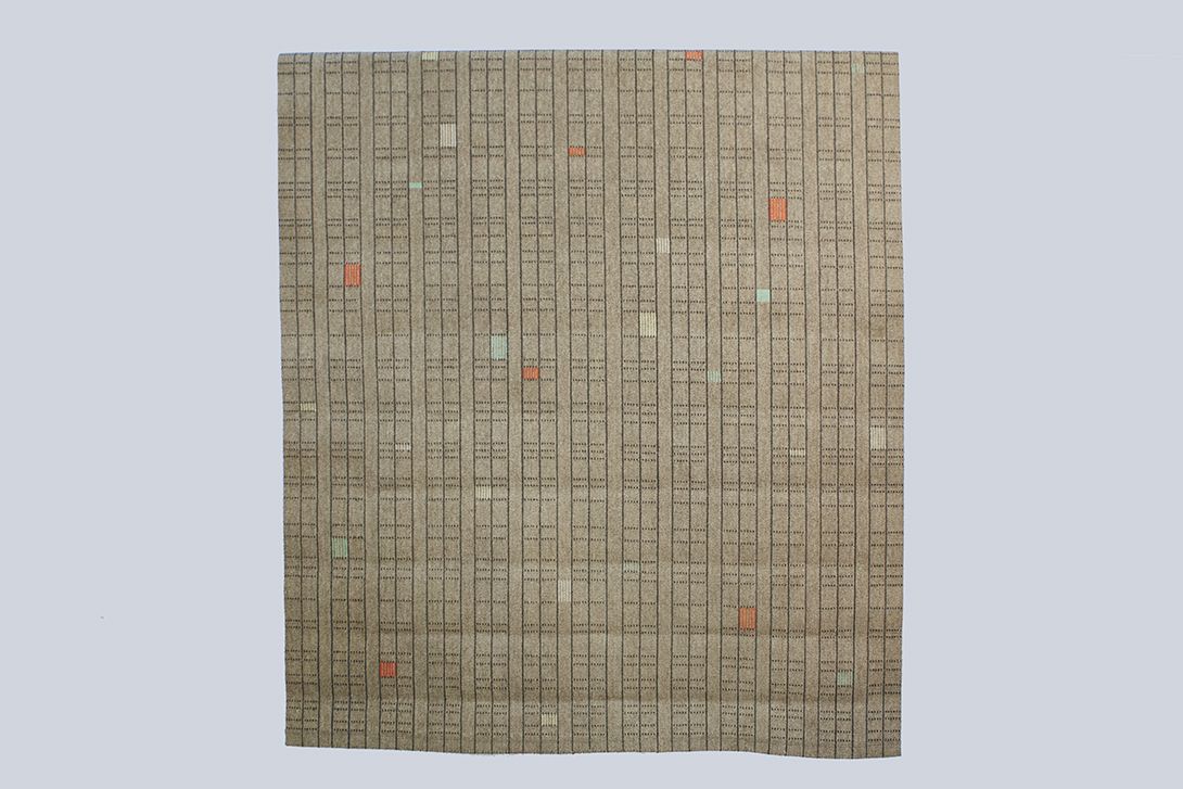 Foto Midcentury Modern Greige Geometric Carpet with Colored Spots 1955 290x190cm 0139