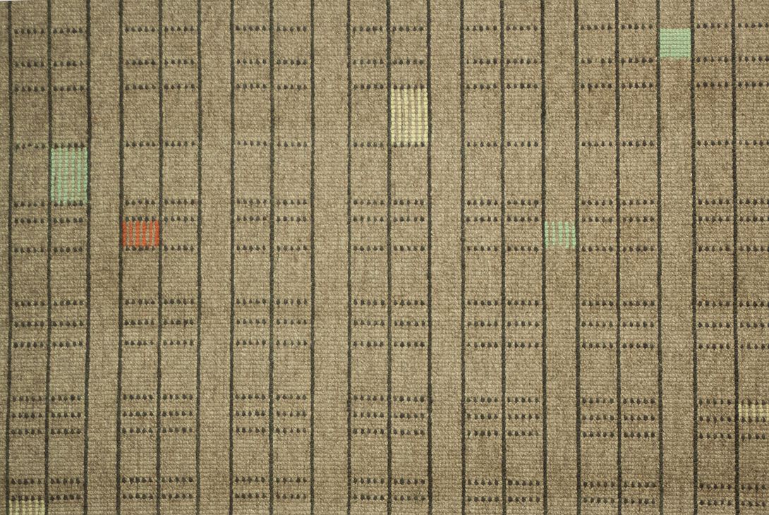 Foto Midcentury Modern Greige Geometric Carpet with Colored Spots 1955 290x190cm 0139