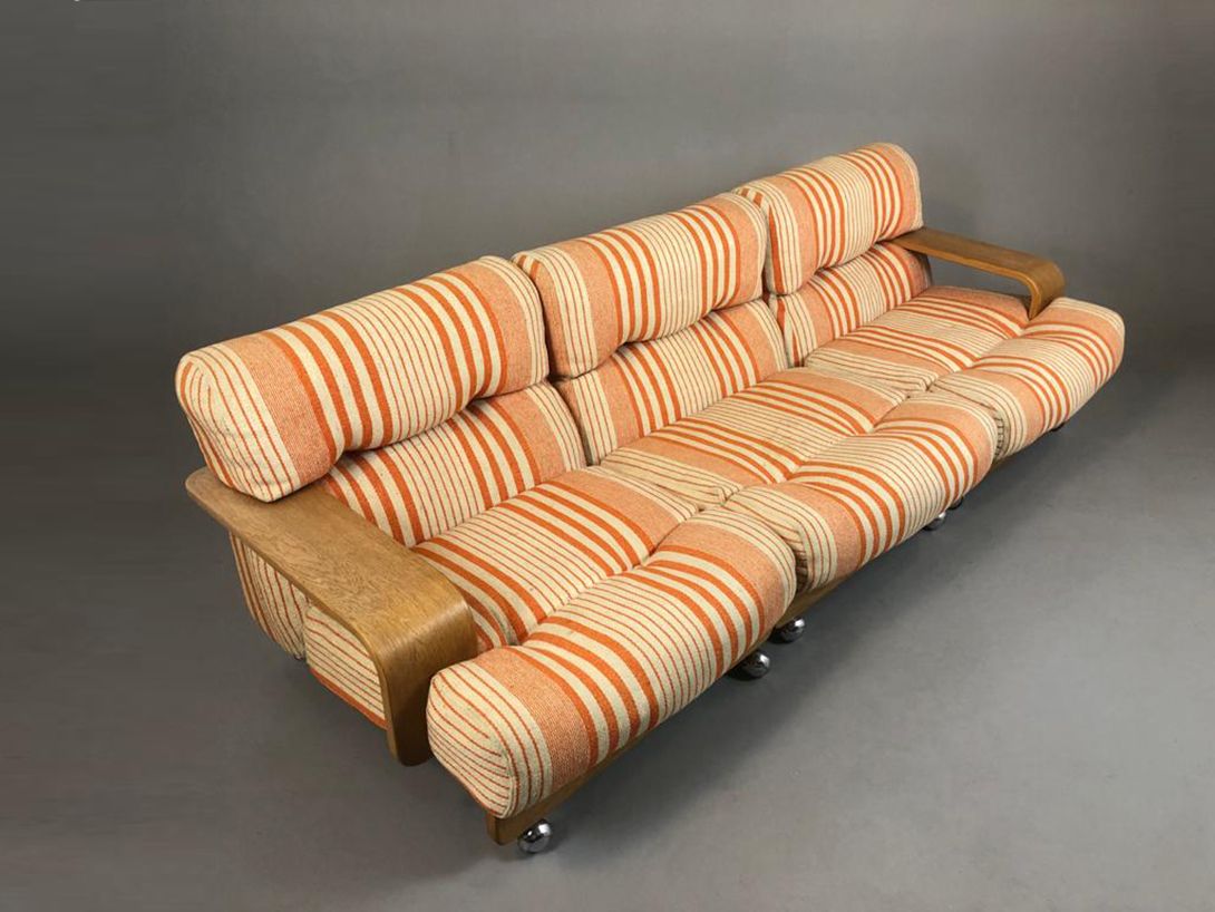 Foto Arne Wahl Iversen for Niels Eilersen 3-Seater With Striped Vintage Fabric 1964 L233