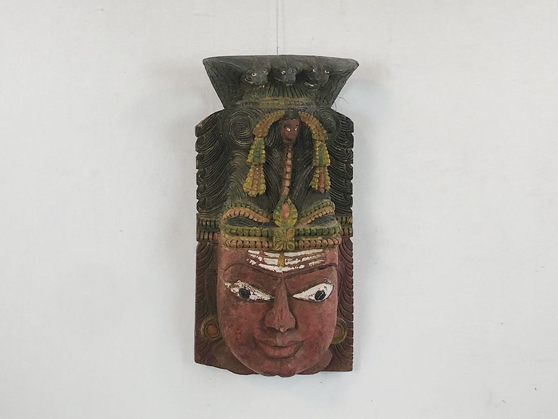 Foto Inka Totem Mask Carved and Colored h46x27x12