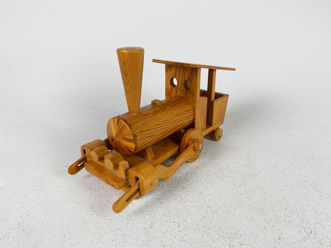 Foto Wooden Carved Toy Locomotive Hannover 1974