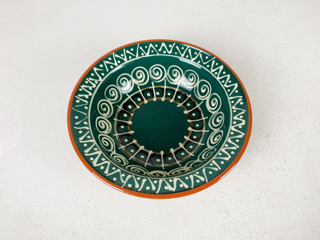 Foto Wall Plate Green and White Patterned ø24