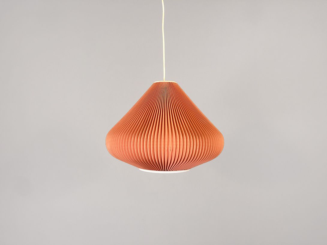 Foto Plissee Salmon Coral Pendant Lamp ø40