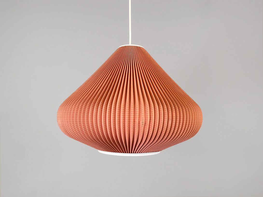 Foto Plissee Salmon Coral Pendant Lamp ø40
