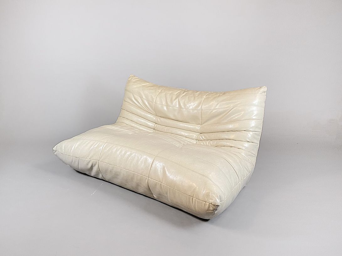 Foto Togo Style White Sky Leather Lounge Chair