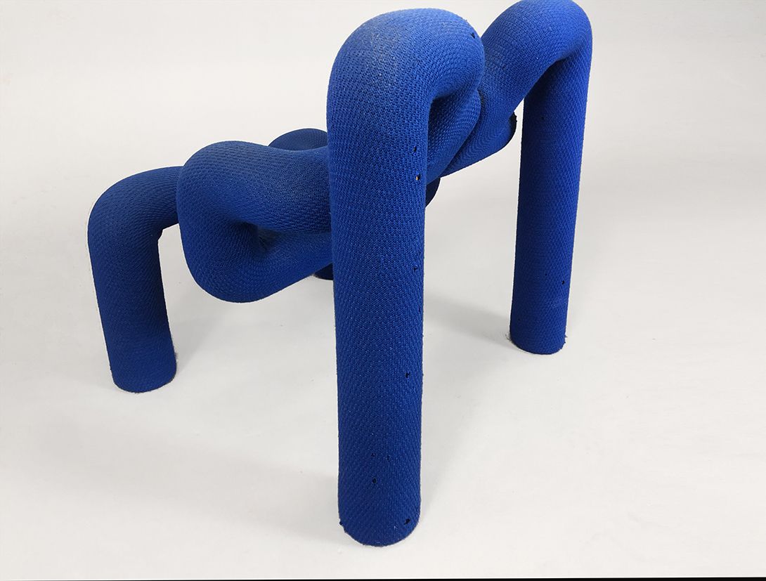 Foto Blue Ekstrem Armchair by Terje Ekstrøm for Varier Stokke, Used Upholstery, 1980