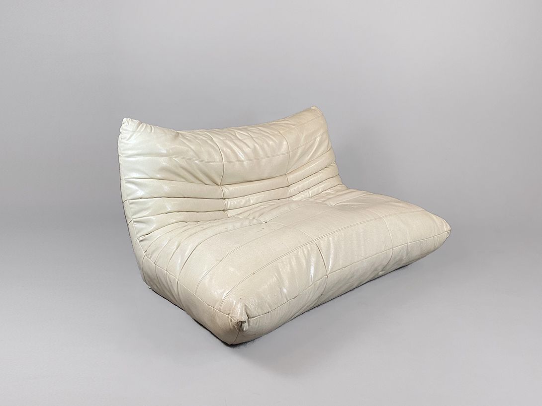 Foto Togo Style White Sky Leather Lounge Chair
