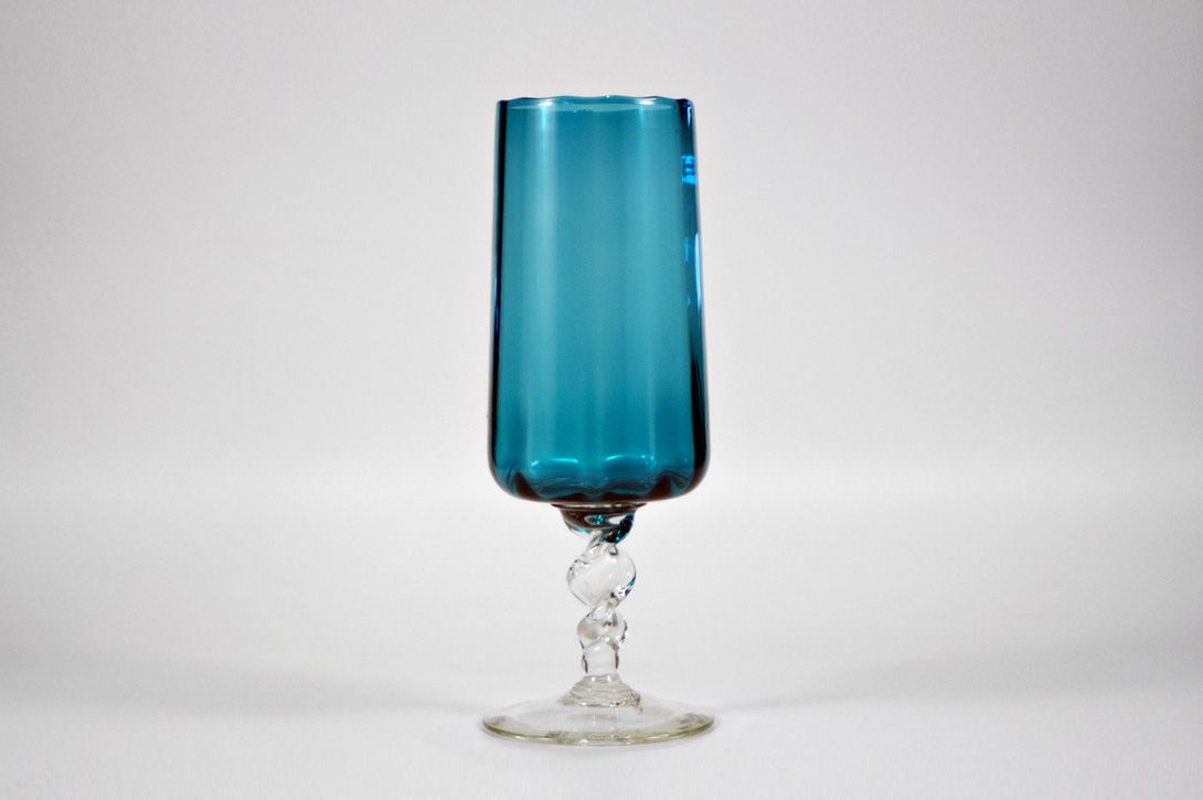 Foto Teal Cylindrical Glass Vase h32