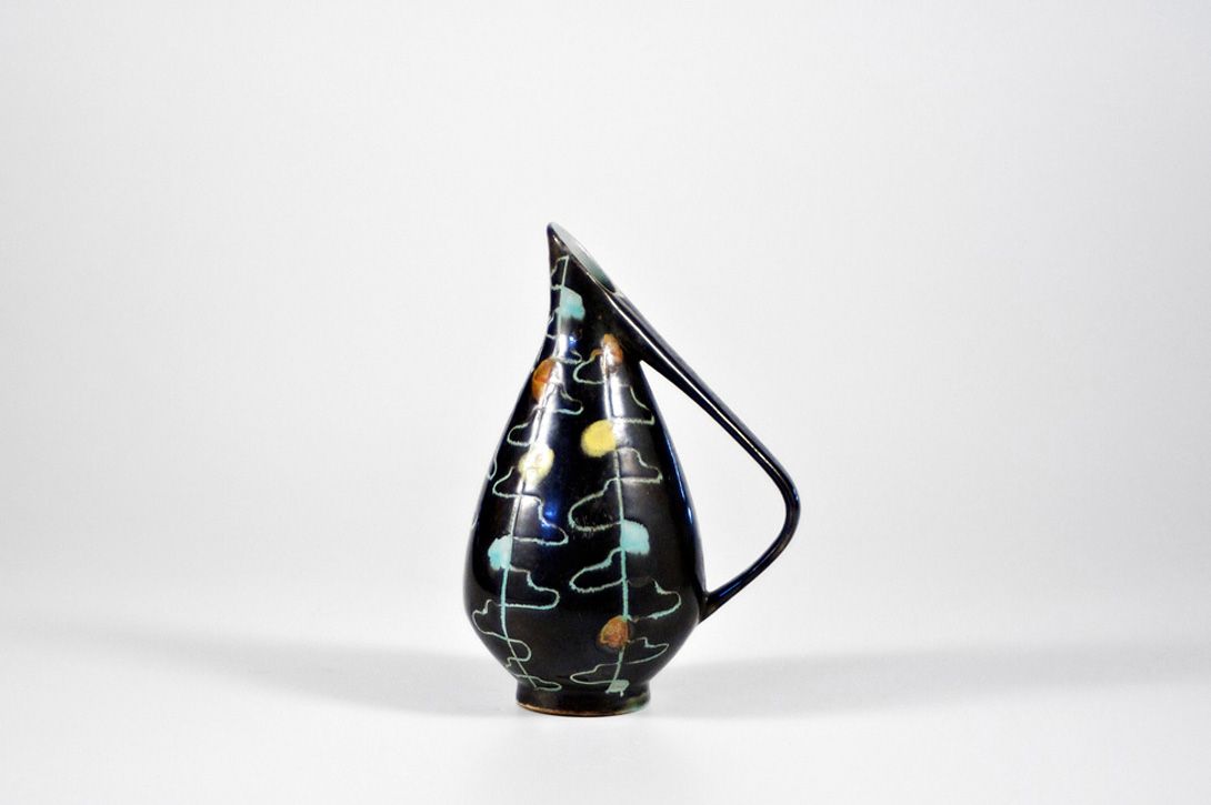 Foto Black Pointy Vase with Colorful Spots h17 B6