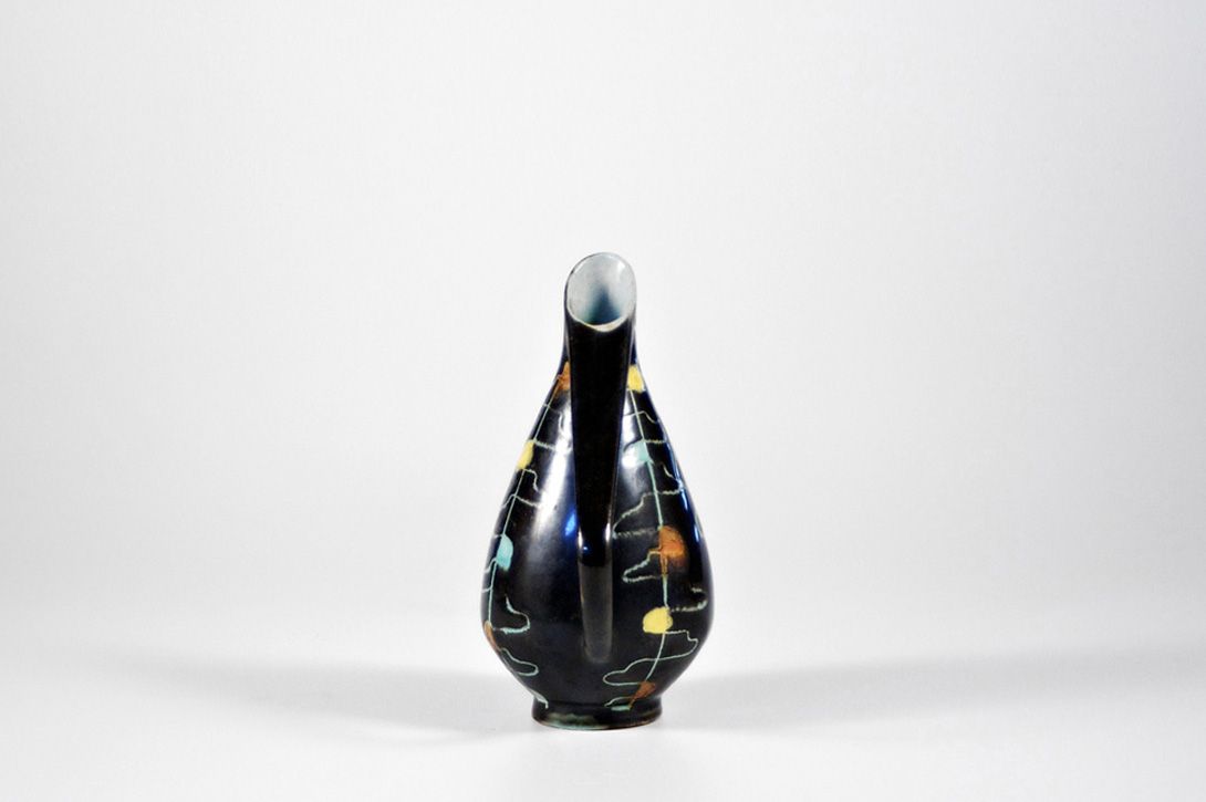 Foto Black Pointy Vase with Colorful Spots h17 B6