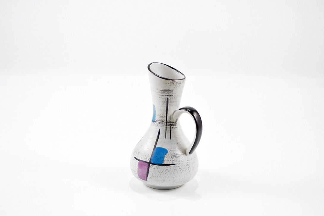 Foto Small Jug Vase with Abstract Paintings, West Germany h18 A5