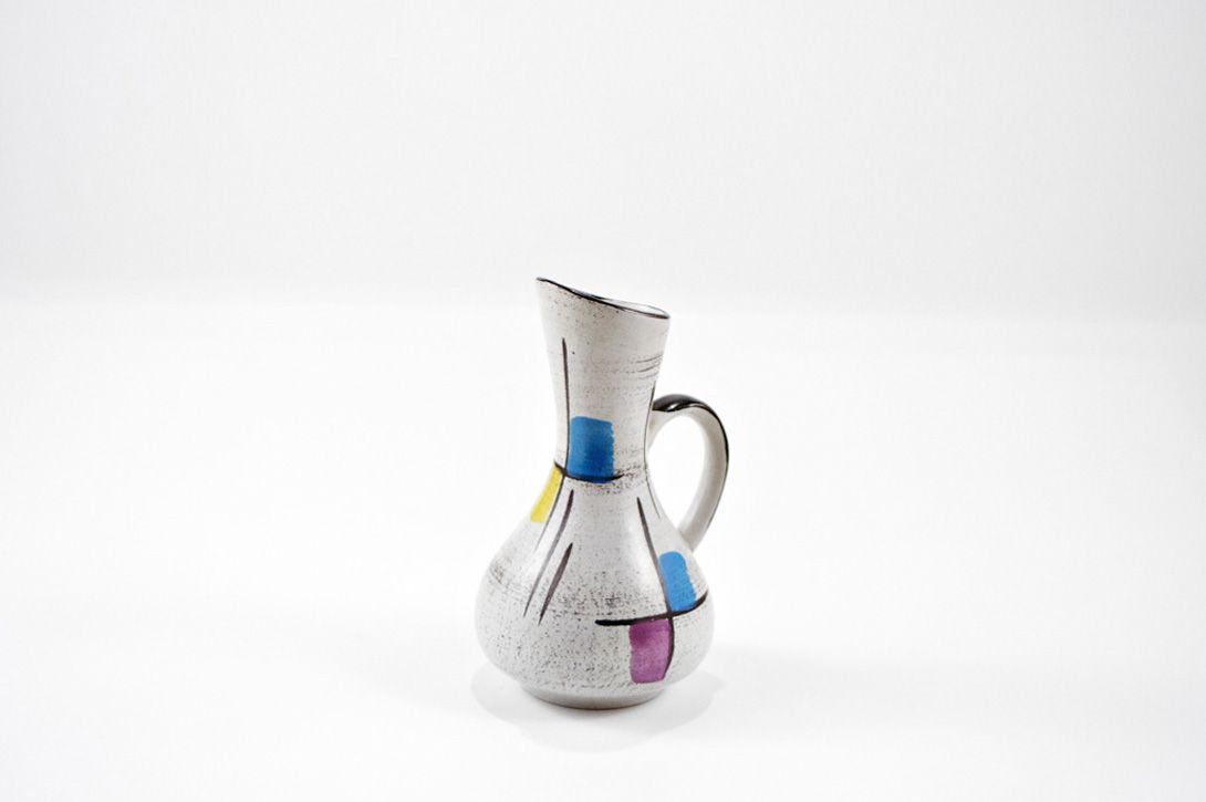 Foto Small Jug Vase with Abstract Paintings, West Germany h18 A5