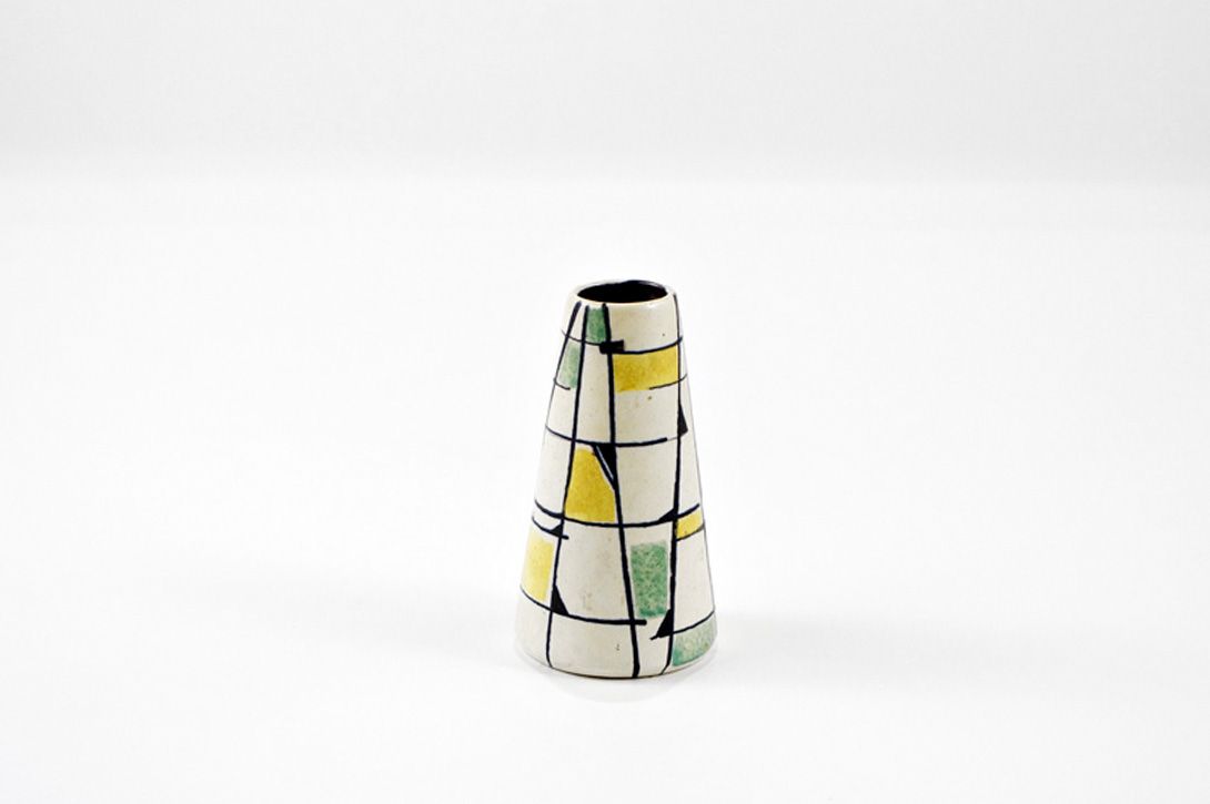 Foto Yellow and Green Checkered Vase h12 A5
