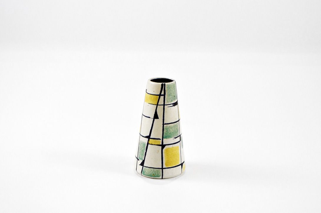 Foto Yellow and Green Checkered Vase h12 A5
