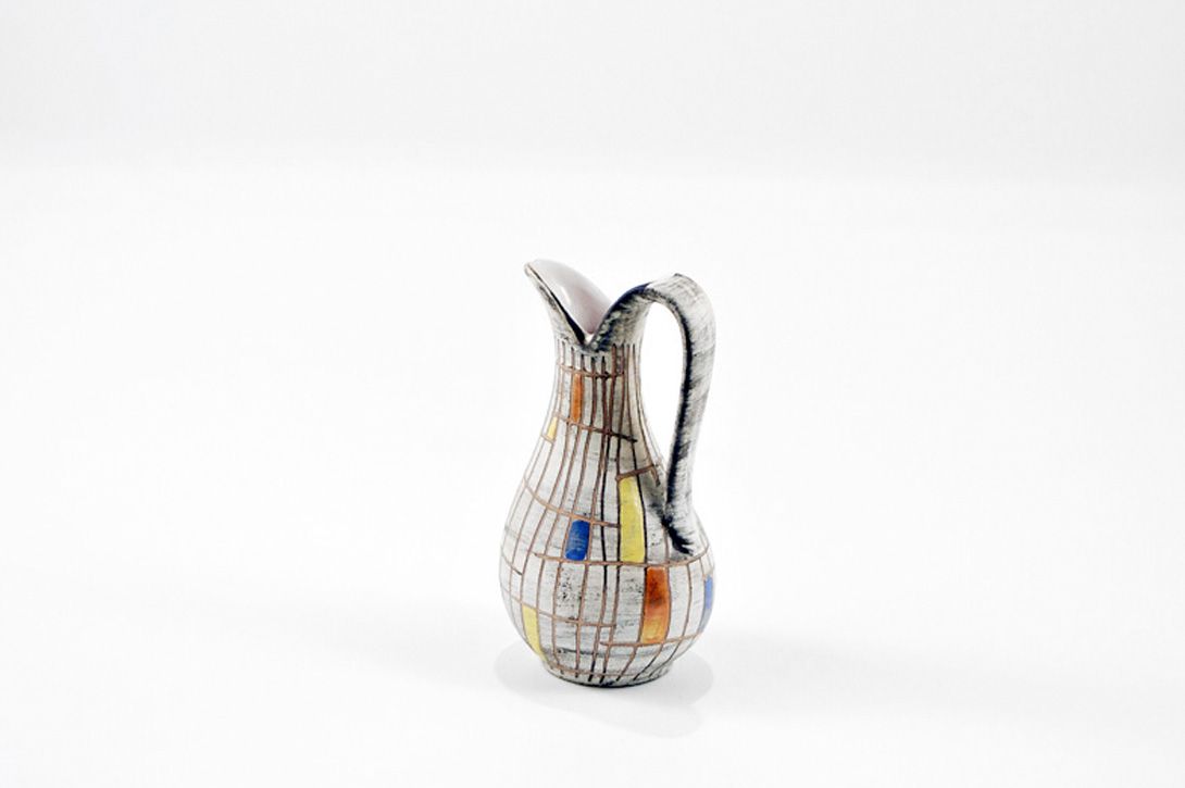 Foto Grey Colorful Checkered Jug Vase h13 A5